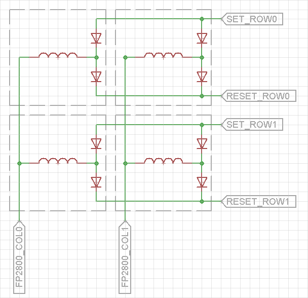 How individual pixels are wired in a flipdot display (from: Reactor23 web page)