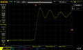 The rising edge, on the order of a few nanoseconds.