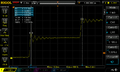 The actual measurement, showing a round trip of 136.4ns. The actual length of the cable is 17.3m, which works out to a velocity factor of 0.85 or so.