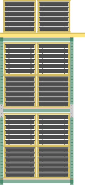 Ter illustratie: het is millimeterwerk en het hout van de kisten komt achter de metalen fronten van de kast!