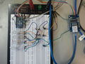 Breadboard of the working prototype. We later connected all the leds behind single resistors per color channel.