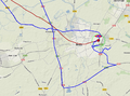 Blauwe path is hoe we gereden hebben