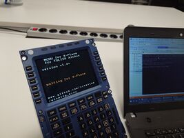 Airbus MCDU connected to a Python-based controller set up for X-Plane TOLISS Airbus